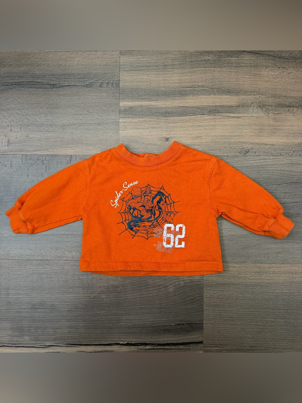 Vintage Y2K Marvel Spiderman Orange Long Sleeve Shirt Size 12 Months